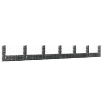  U-shape Gabion Basket with 7 Posts Iron 740x20x100 cm
