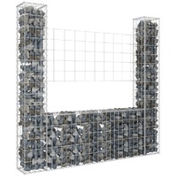  U-shape Gabion Basket with 2 Posts Iron 140x20x150 cm