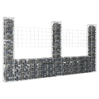  U-shape Gabion Basket with 3 Posts Iron 260x20x150 cm