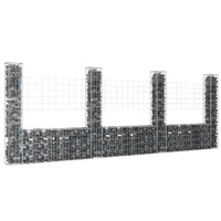  U-shape Gabion Basket with 4 Posts Iron 380x20x150 cm
