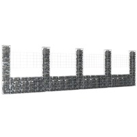  U-shape Gabion Basket with 5 Posts Iron 500x20x150 cm