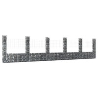  U-shape Gabion Basket with 6 Posts Iron 620x20x150 cm