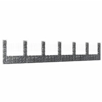  U-shape Gabion Basket with 7 Posts Iron 740x20x150 cm