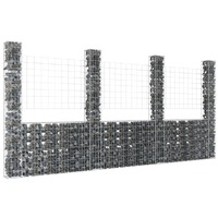  U-shape Gabion Basket with 4 Posts Iron 380x20x200 cm