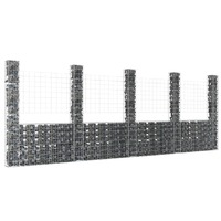  U-shape Gabion Basket with 5 Posts Iron 500x20x200 cm