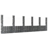  U-shape Gabion Basket with 6 Posts Iron 620x20x200 cm