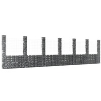  U-shape Gabion Basket with 7 Posts Iron 740x20x200 cm