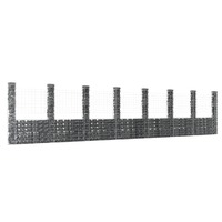  U-shape Gabion Basket with 8 Posts Iron 860x20x200 cm
