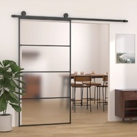  Sliding Door Frosted ESG Glass and Aluminium 102.5x205 cm Black