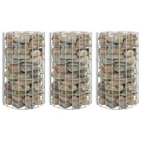  Circular Gabion Raised Beds 3 pcs Galvanised Steel Ø30x50 cm
