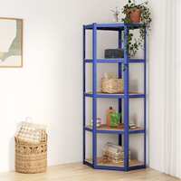  5-Layer Corner Shelf Blue Steel and Engineered Wood