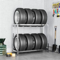  2-Layer Tire Rack Silver 110x40x110 cm Steel