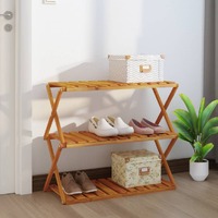  3-Tier Folding Shelf Brown 70x31x63 cm Solid Wood Acacia