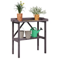  Plant Table with Shelf Grey 78x38x82.5 cm Solid Wood Fir