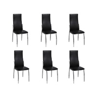  Dining Chairs 6 pcs Black Faux Leather