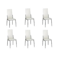  Dining Chairs 6 pcs White Faux Leather
