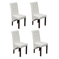 Dining Chairs 4 pcs White Faux Leather