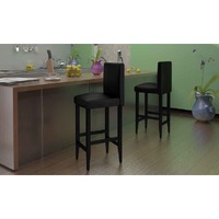  Bar Stools 4 pcs Black Faux Leather