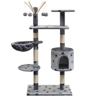  Cat Tree with Sisal Scratching Posts 125 cm Paw Prints Grey