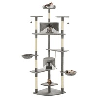  Cat Tree with Sisal Scratching Posts 203 cm Grey and White