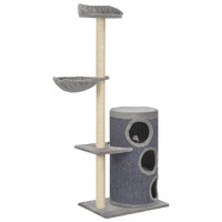  Cat Tree with Sisal Scratching Posts Grey 148 cm