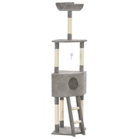  Cat Tree with Sisal Scratching Post Grey 180 cm