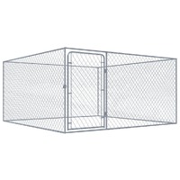  Outdoor Dog Kennel Galvanised Steel 2x2x1 m