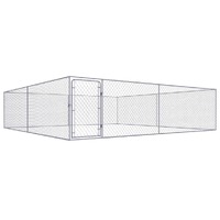  Outdoor Dog Kennel Galvanised Steel 4x4x1 m