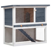  Outdoor Rabbit Hutch 1 Door Grey Wood