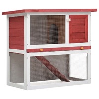  Outdoor Rabbit Hutch 1 Door Red Wood