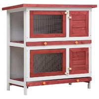  Outdoor Rabbit Hutch 4 Doors Red Wood