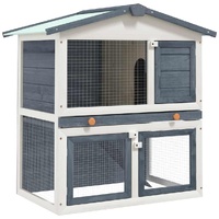  Outdoor Rabbit Hutch 3 Doors Grey Wood