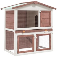  Outdoor Rabbit Hutch 3 Doors Brown Wood