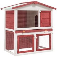  Outdoor Rabbit Hutch 3 Doors Red Wood