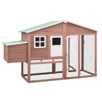  Chicken Coop with Nest Box Mocha and White Solid Fir Wood