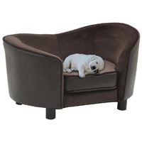 Dog Sofa Brown 69x49x40 cm Plush and Faux Leather