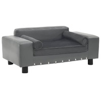  Dog Sofa Grey 81x43x31 cm Plush and Faux Leather