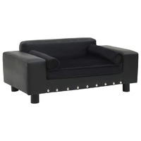  Dog Sofa Black 81x43x31 cm Plush and Faux Leather