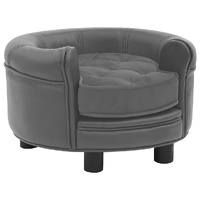  Dog Sofa Grey 48x48x32 cm Plush and Faux Leather