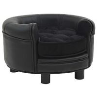  Dog Sofa Black 48x48x32 cm Plush and Faux Leather