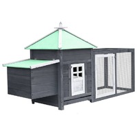  Chicken Coop with Nest Box Grey 190x72x102 cm Solid Firwood