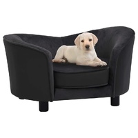  Dog Sofa Black 69x49x40 cm Plush and Faux Leather