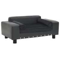  Dog Sofa Dark Grey 81x43x31 cm Plush and Faux Leather