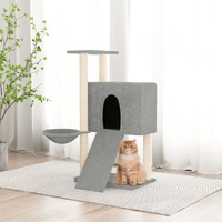  Cat Tree with Sisal Scratching Posts Light Grey 96 cm
