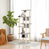  Cat Tree with Sisal Scratching Posts Light Grey 169 cm