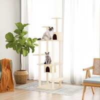  Cat Tree with Sisal Scratching Posts Cream 176 cm