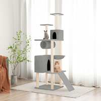  Cat Tree with Sisal Scratching Posts Light Grey 168 cm