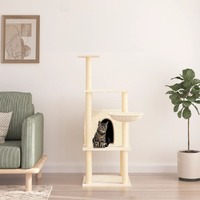  Cat Tree with Sisal Scratching Posts Cream 132 cm