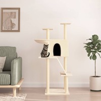  Cat Tree with Sisal Scratching Posts Cream 143 cm