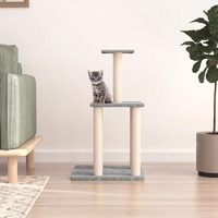  Cat Tree with Sisal Scratching Posts Light Grey 85.5 cm